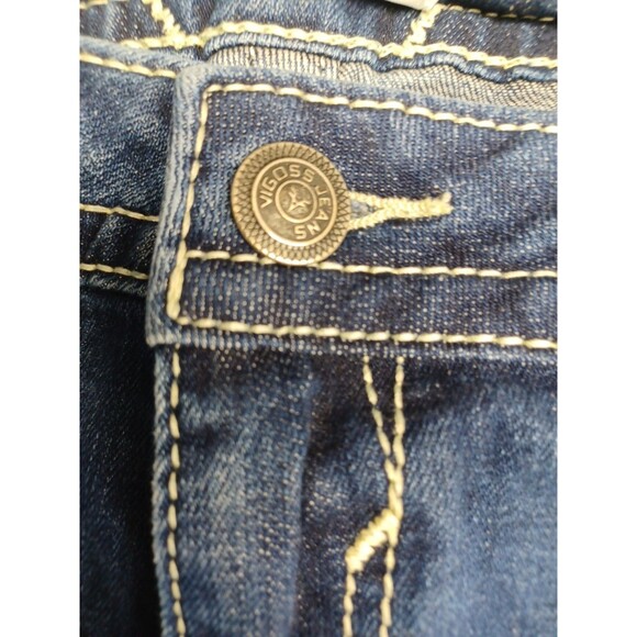 Vigoss Jean Denim Shorts Blue Flap Pockets Womens Raw Hem Embroidery Sz 24 - Picture 9 of 9